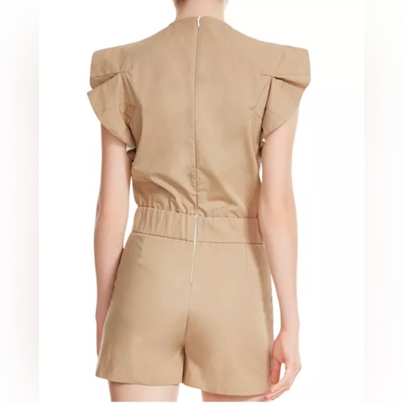 Maje Iparvin Flutter Sleeve Romper Tan Size 36 Small - Picture 4 of 15
